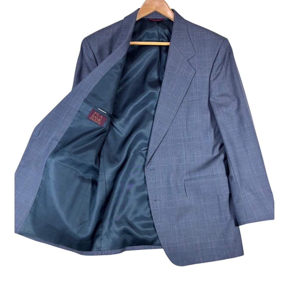 Jos A Bank Mens Blue Glen Plaid Sport Coat Blazer Jacket 40R Made in USA